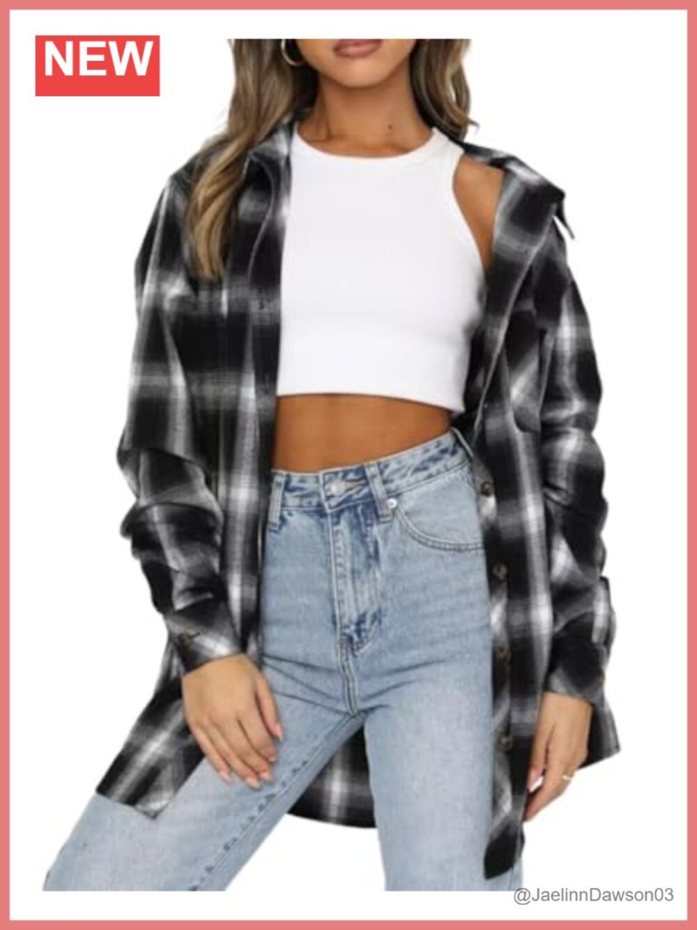 Womens Buffalo Plaid Flannel Button Down Shirt Long Sleeve Tunic Top